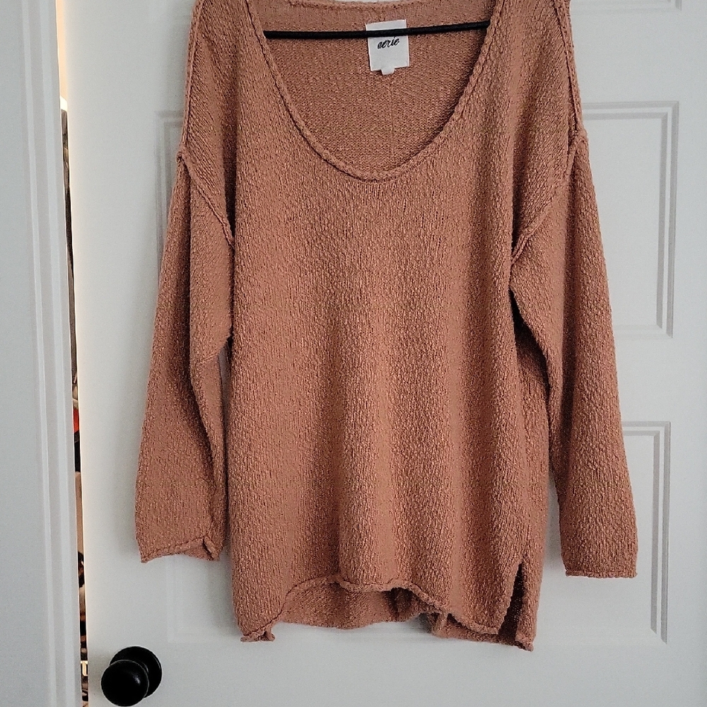 Aerie Women's Tan Scoop Neck Sweater